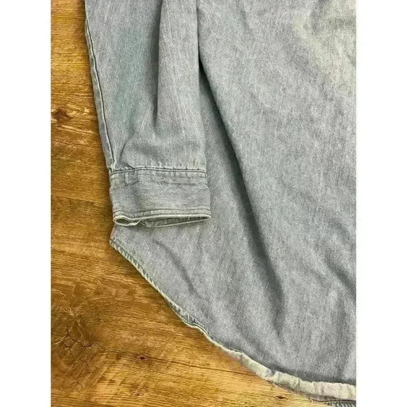 Vtg 80's Whistles Pearl Snap Denim Button Up Shirt Bear Embroidered Size M - Picture 11 of 12